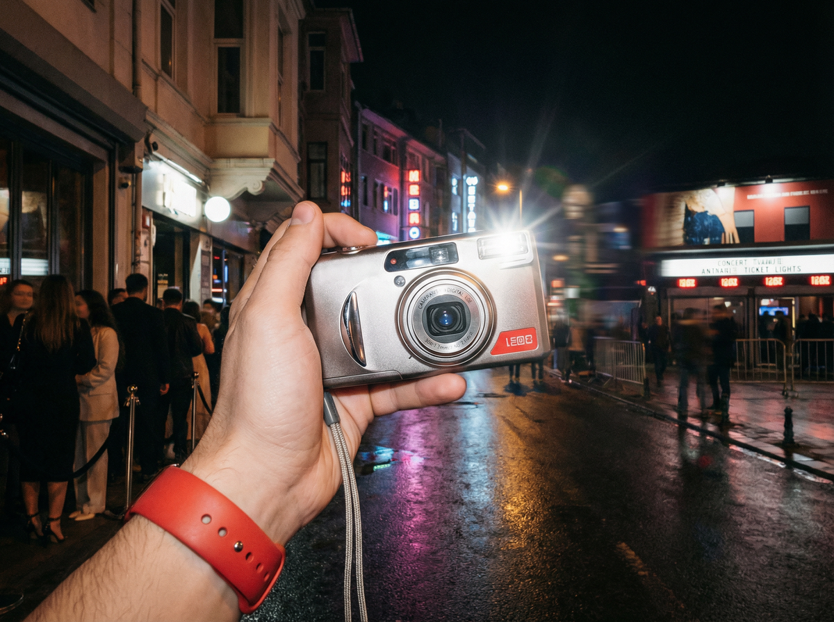 Retro Dijital Kamera ile Gece Flaşlı Çekim Rehberi (Parti, Sokak, Konser)