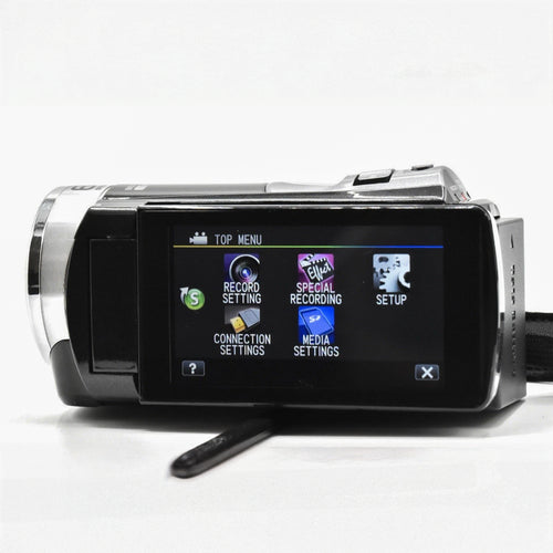 JVC GZ-E108 Full HD Camcorder ön görünüm | RetroCameraLand