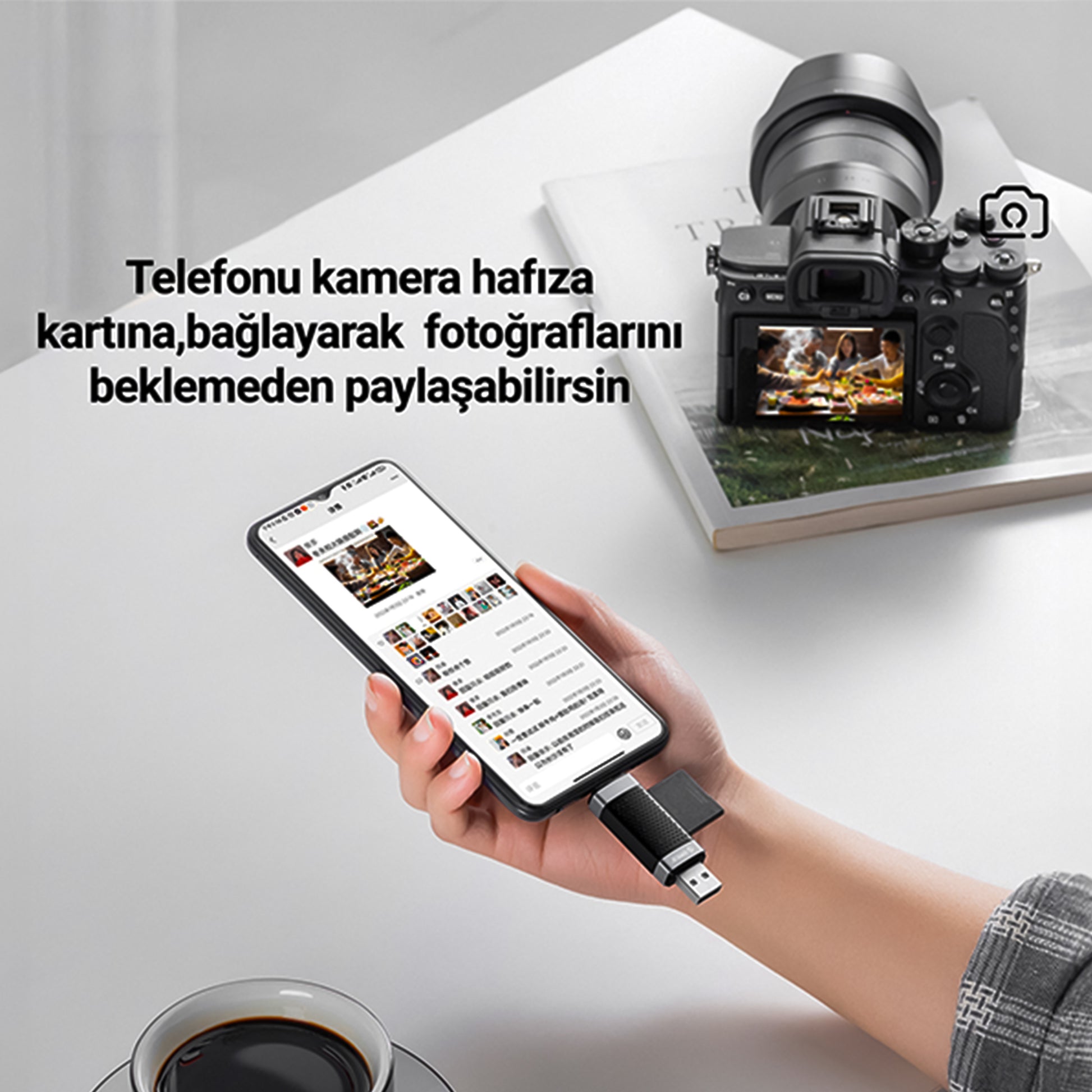 Type-C and USB 2.0 SD-MicroSD TF Card Reader