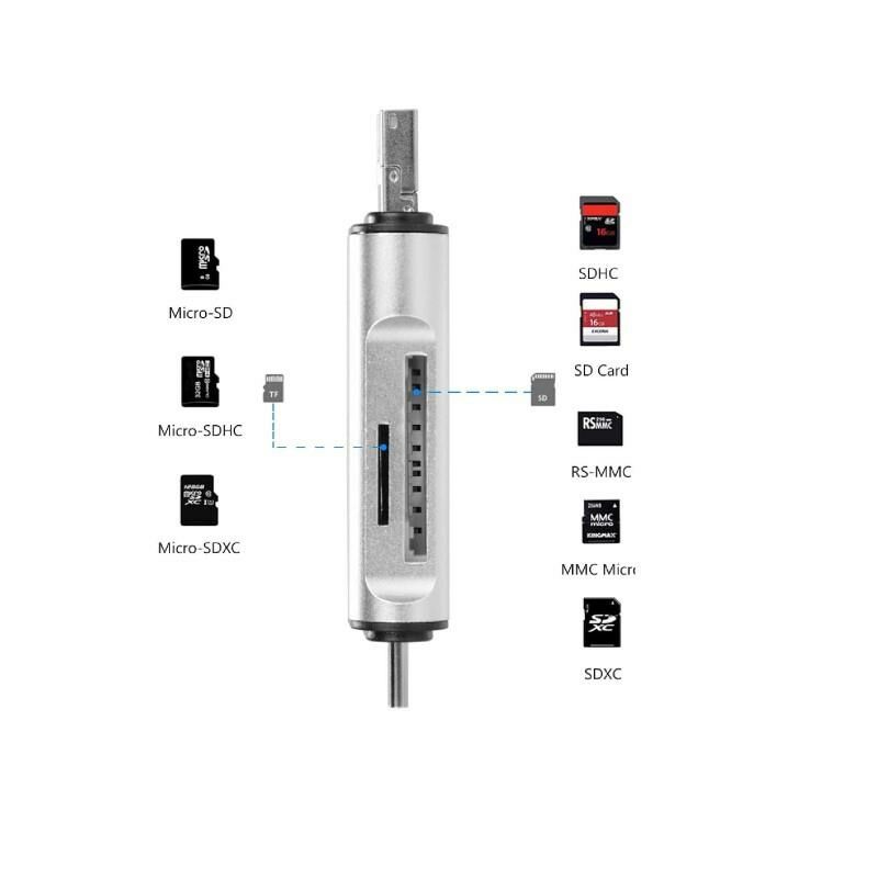 Type-C ve USB 2.0 SD-MicroSD TF Kart Okuyucu