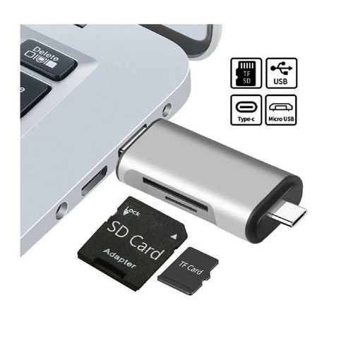 Type-C ve USB 2.0 SD-MicroSD TF Kart Okuyucu ön görünüm | RetroCameraLand