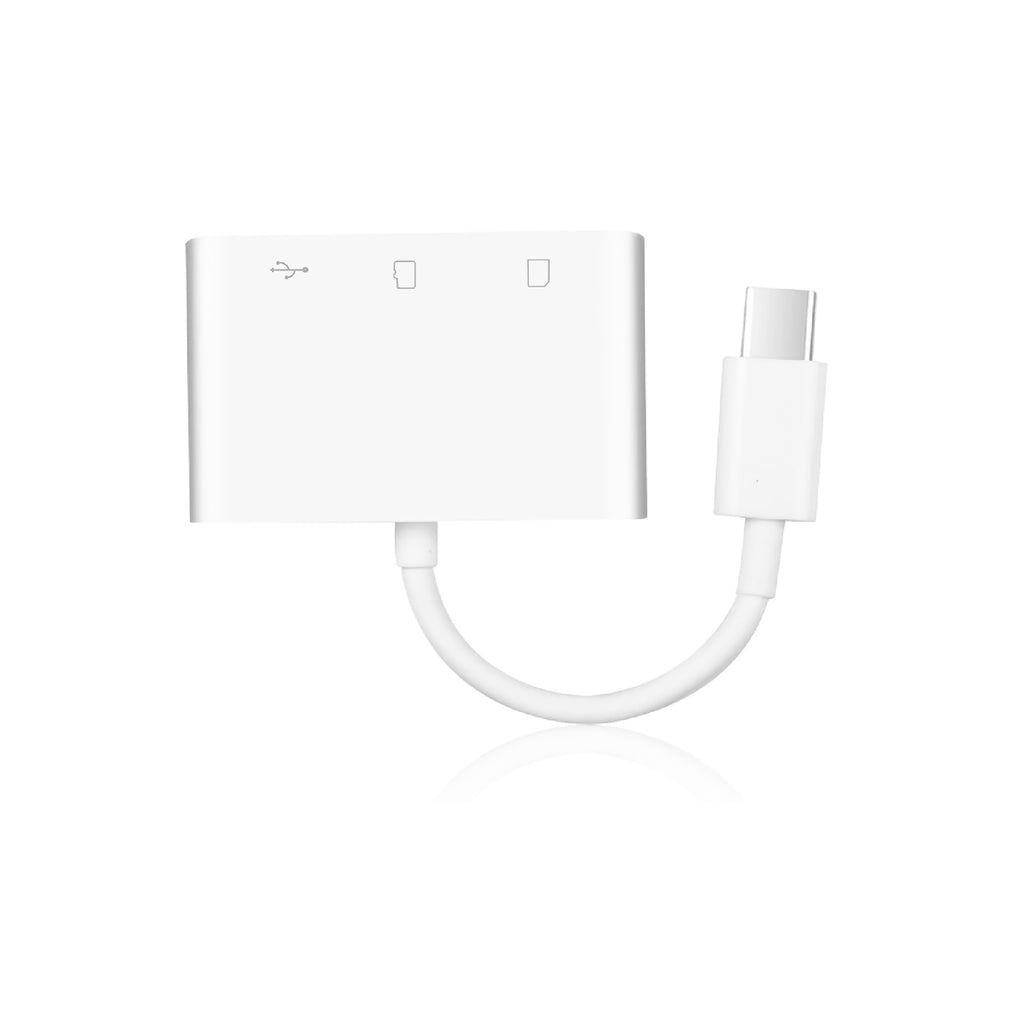 USB-C 3'ü 1 Arada Kart Okuyucu — SD / MicroSD / USB ön görünüm | RetroCameraLand