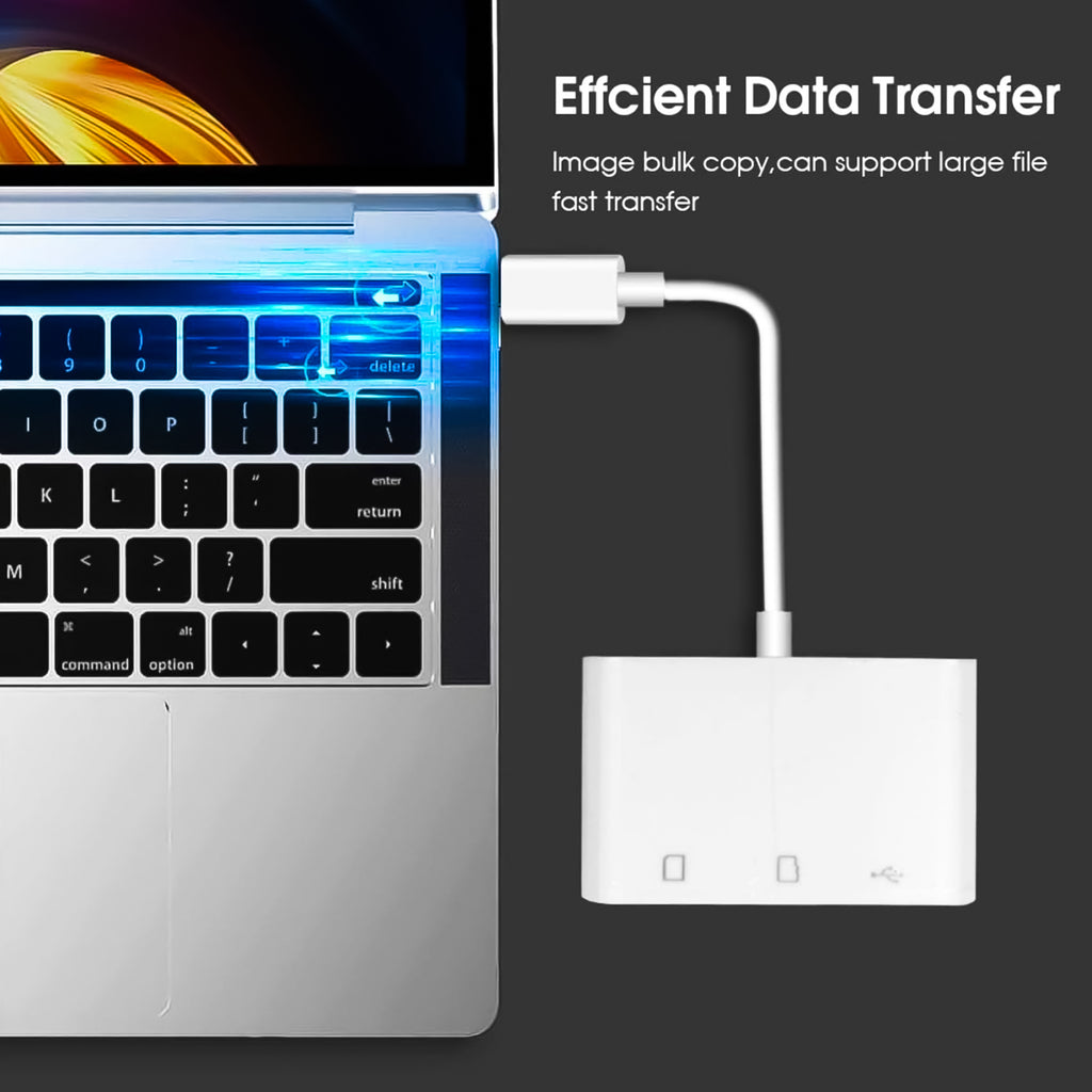 USB-C 3'ü 1 Arada Kart Okuyucu — SD / MicroSD / USB yan görünüm | RetroCameraLand