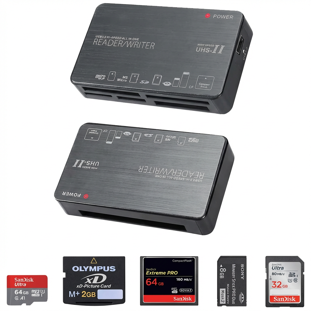 Y2K Digicam Fotoğraf/Video Aktarıcı - xD, CF, SD, MS Destekli All-in-One Kart Okuyucu