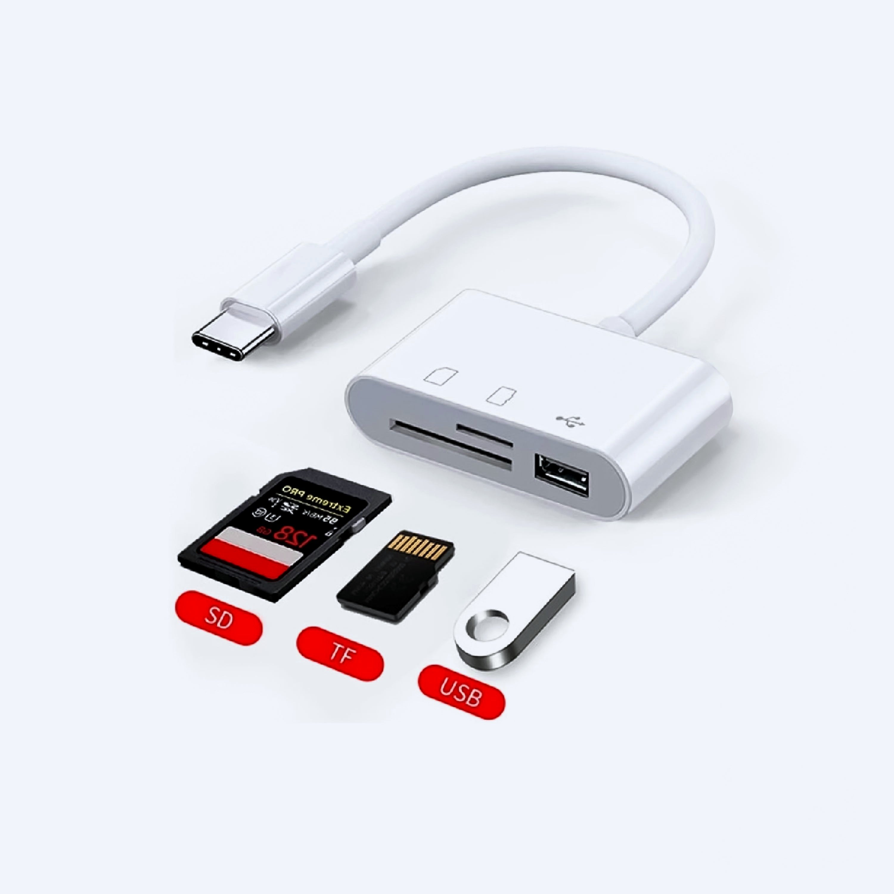 USB-C 3'ü 1 Arada Kart Okuyucu — SD / MicroSD / USB