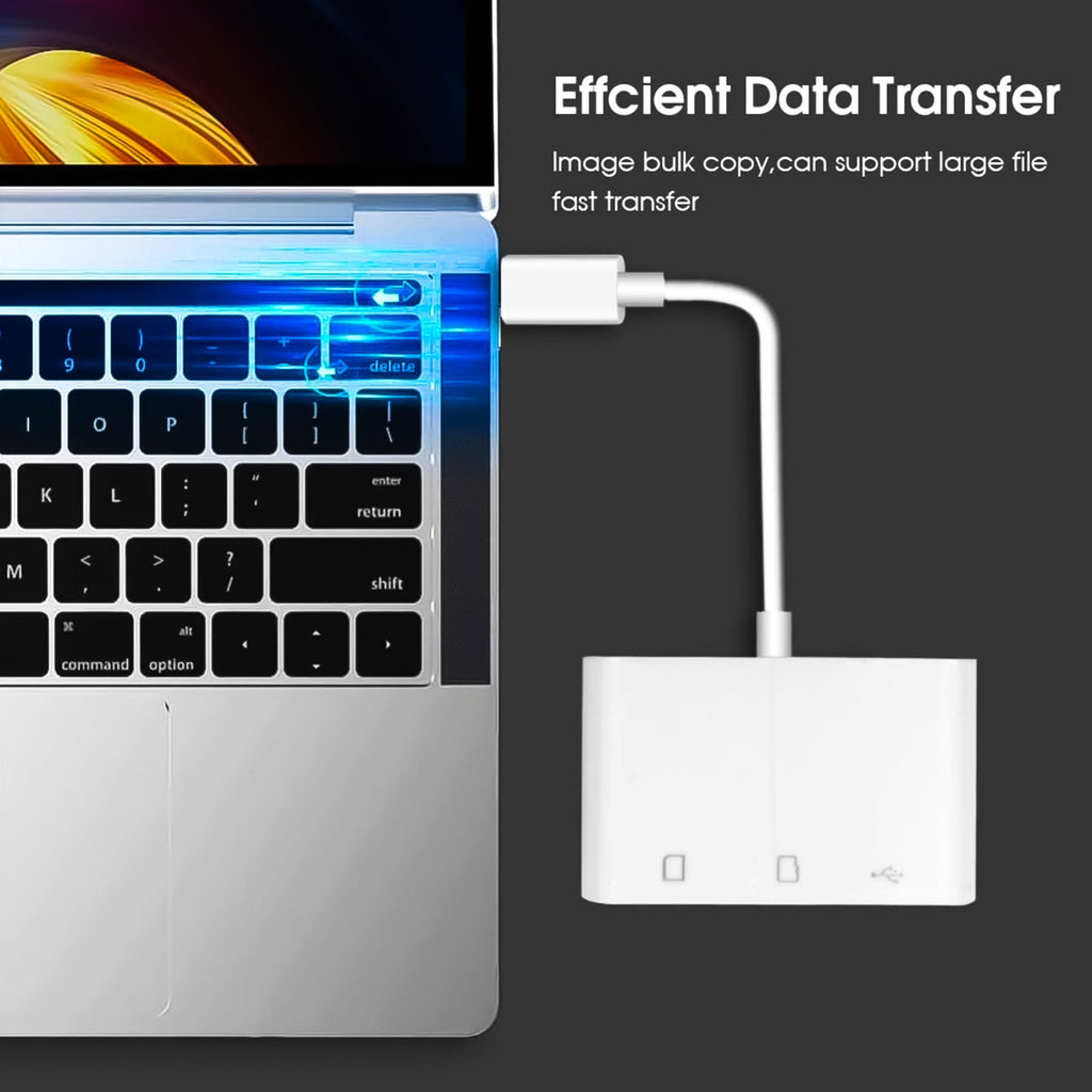 USB-C 3'ü 1 Arada Kart Okuyucu — SD / MicroSD / USB yan görünüm | RetroCameraLand